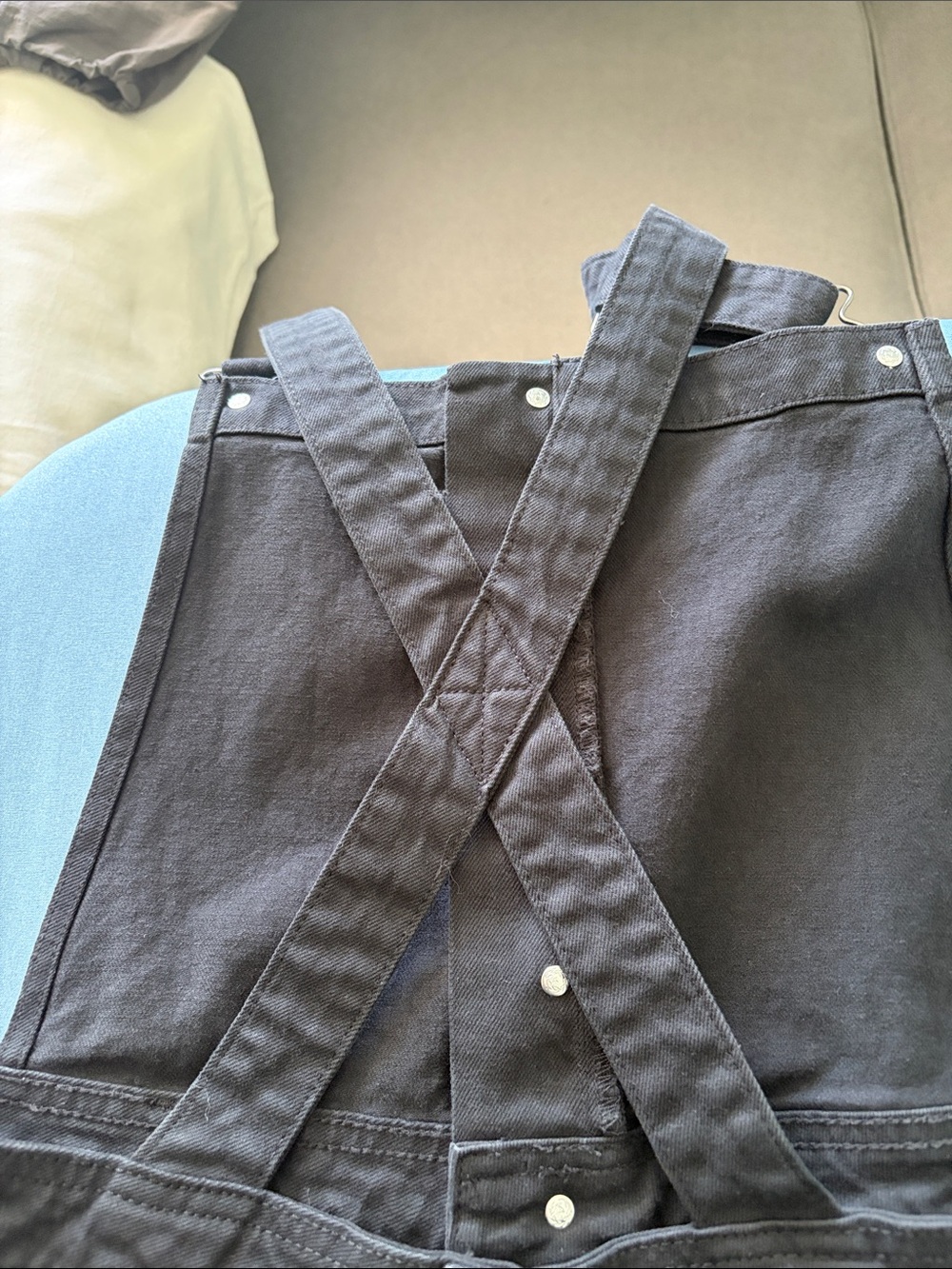 Universal Thread Black Button-Front Denim Overalls - Picture 3 of 5